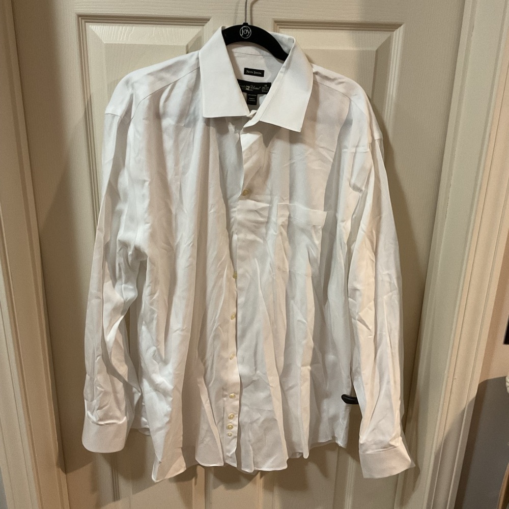 EUC Pronto Uomo Crisp 100% Cotton White Dress Shirt, Size 18”|36/37